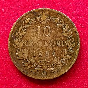 Italy 10 Centesimi - Umberto I 1894 Coin