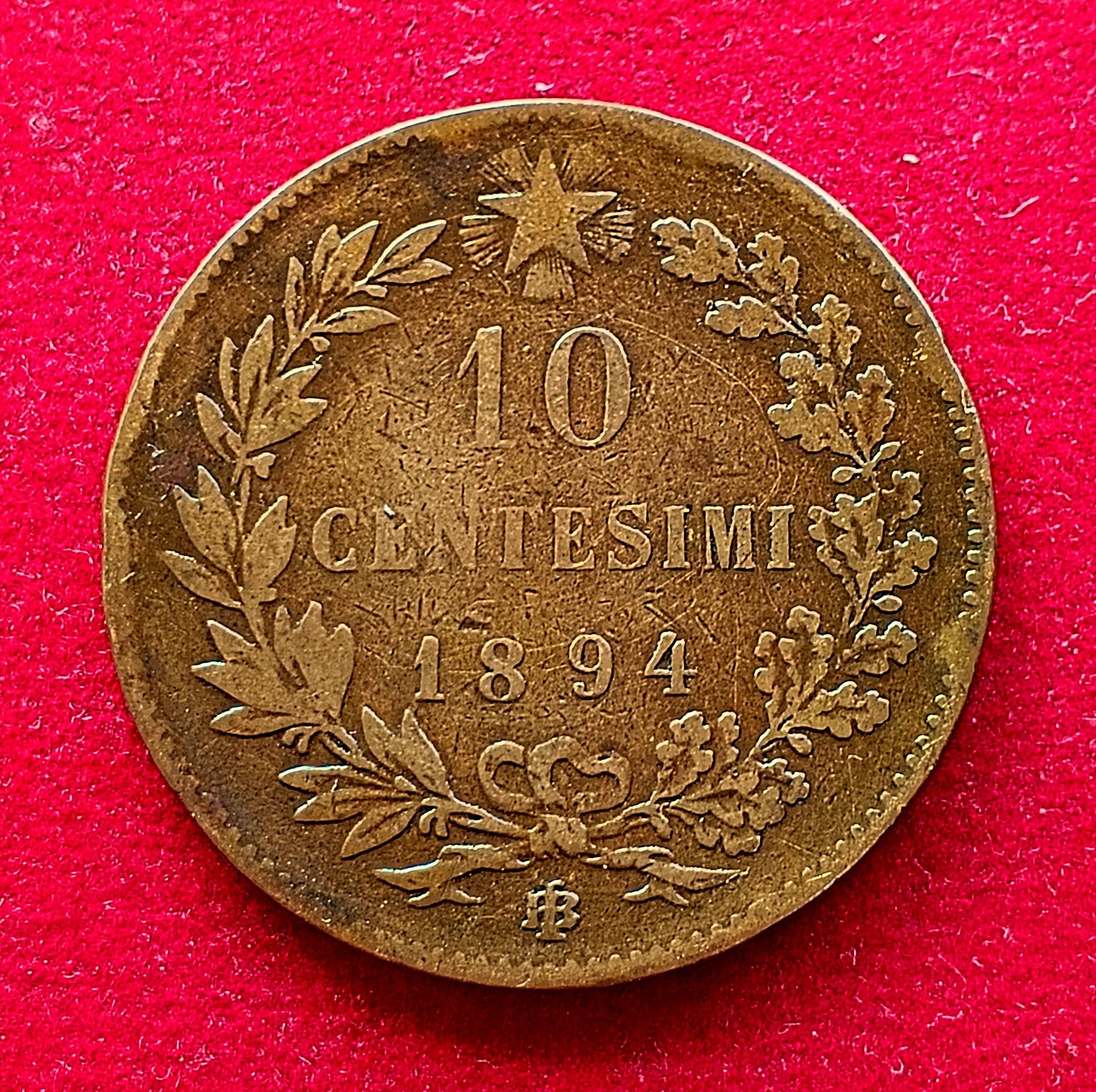 Italy 10 Centesimi - Umberto I 1894 Coin