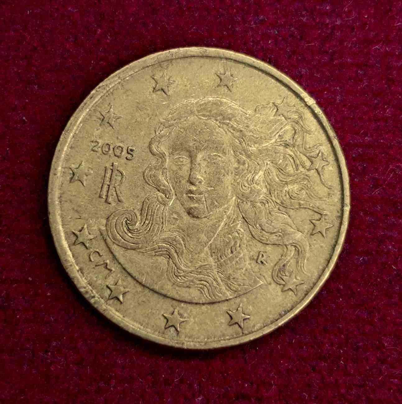 Italy 10 Euro Cent 2nd map 2005 Coin