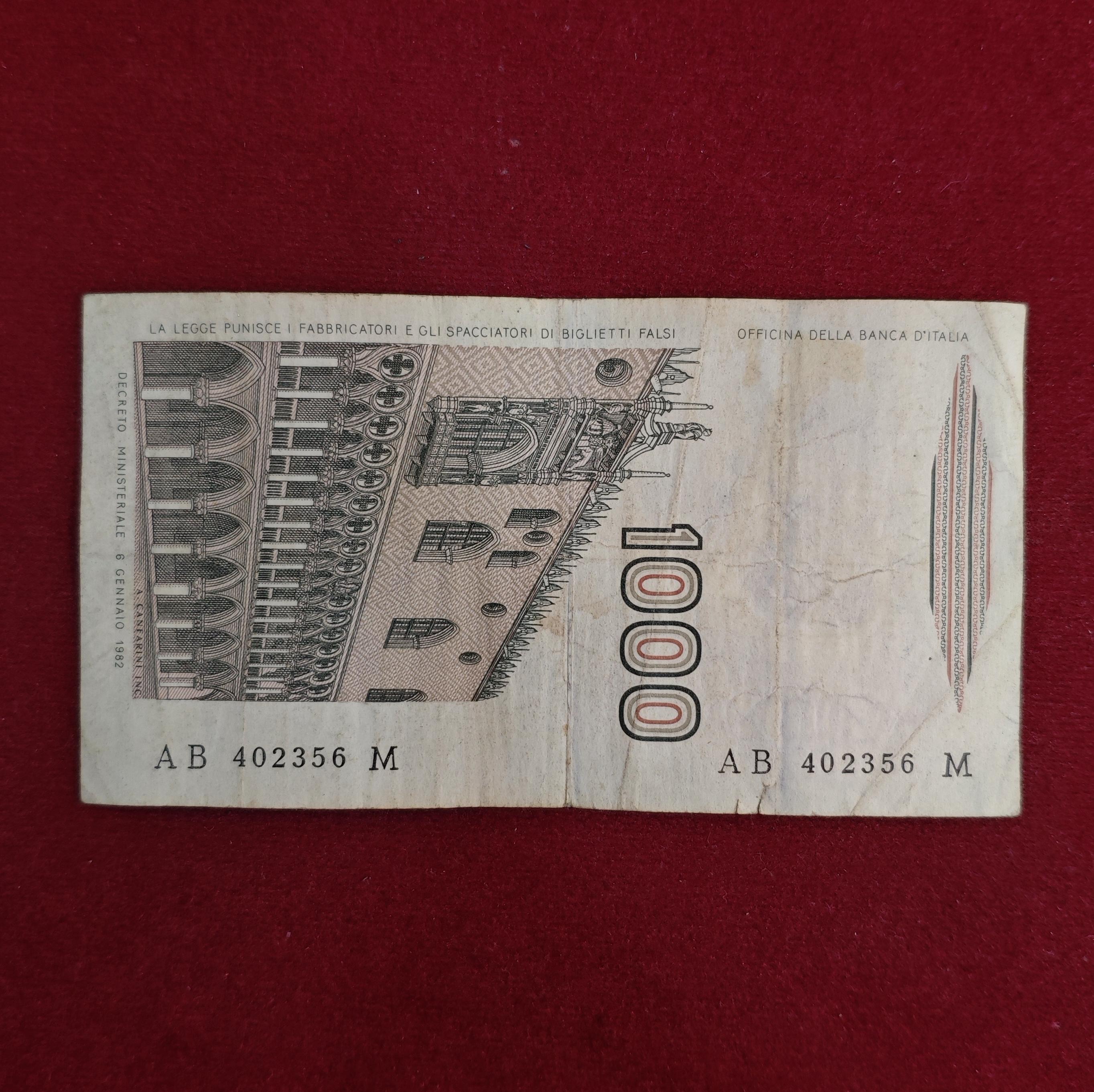 Italy 1000 Lire Marco Polo 1982 Banknote