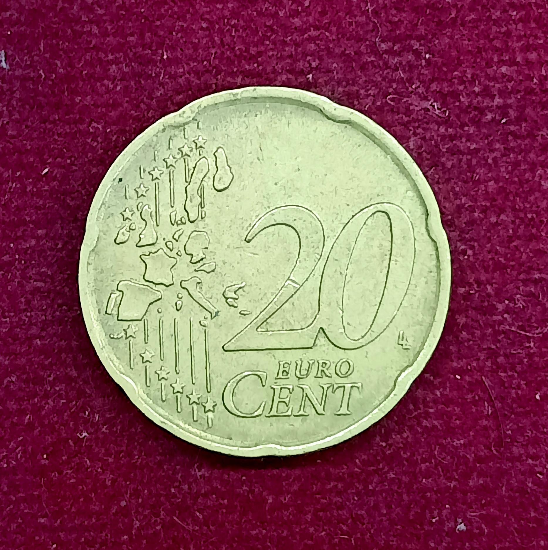 Italy 20 Euro Cent 1st map 2002 Coin