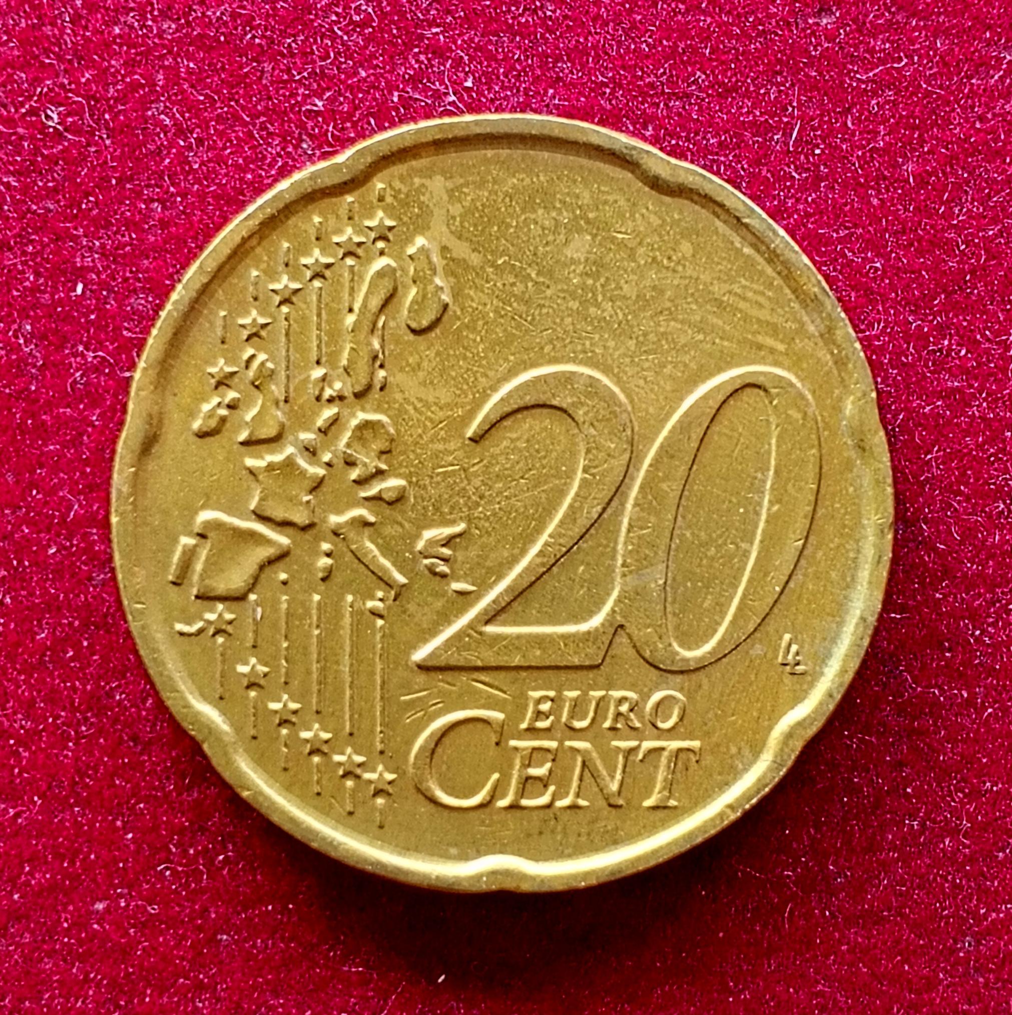 Italy 20 Euro Cent 1st map 2002 Coin