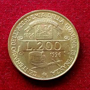 Italy 200 Lire Academy of "Guardia di Finanza" 1996 Commemorative Coin