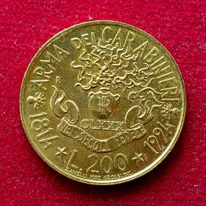Italy 200 Lire - Arm of Carabinieri 1994 Commemorative Coin
