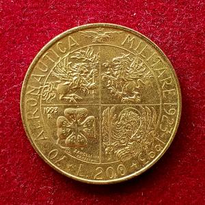Italy 200 Lire Military Aviation Commemorative 1993 Coin
