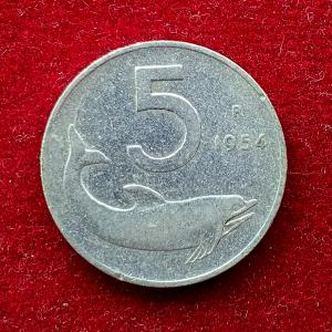 Italy 5 Lire 1954 Coin