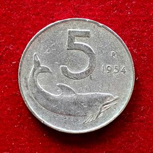 Italy 5 Lire 1954 Coin