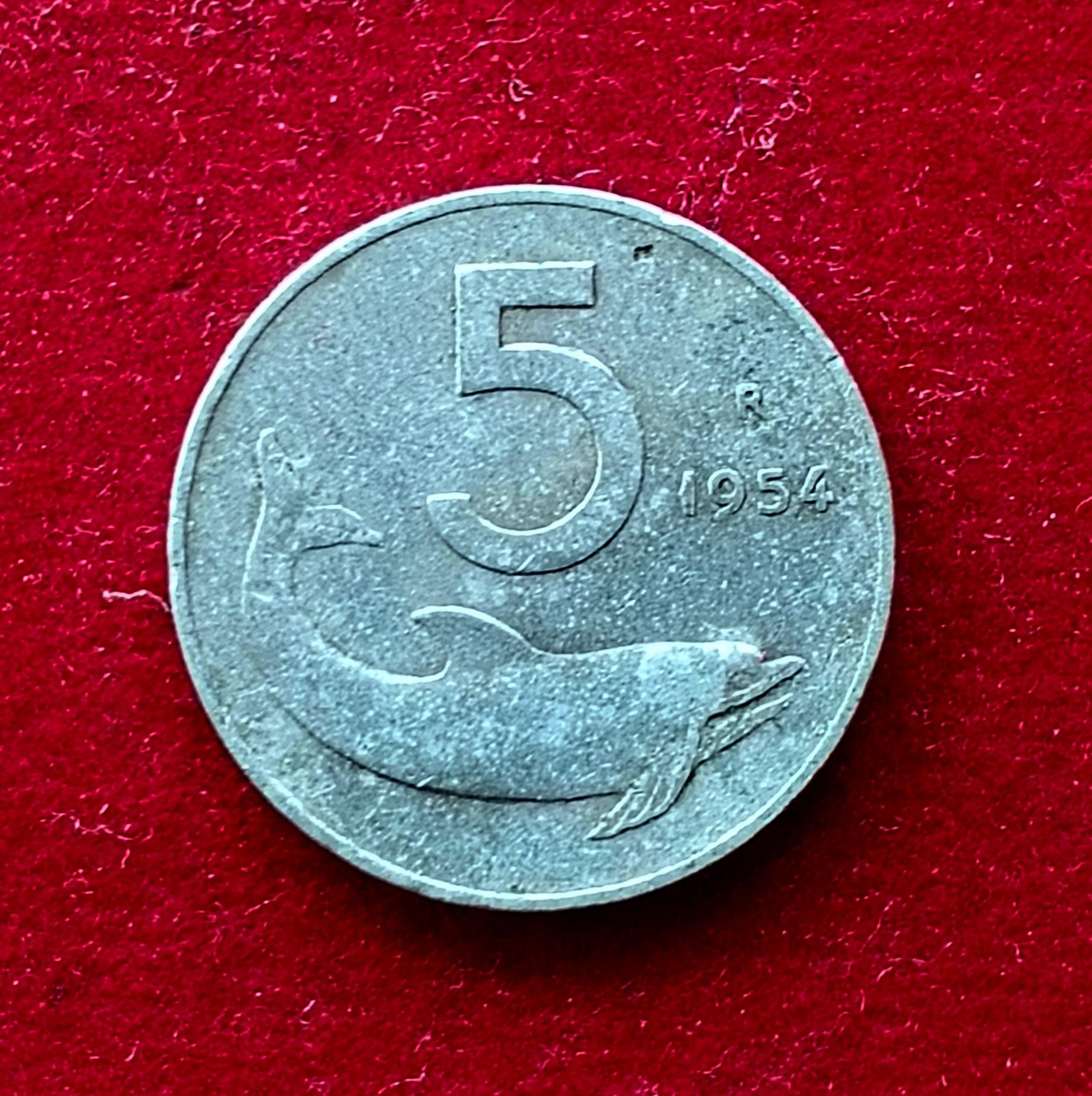 Italy 5 Lire 1954 Coin