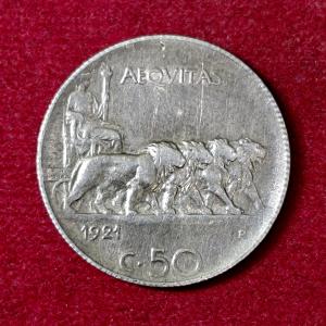 Italy 50 Centesimi Vittorio Emanuele III 1921 Coin