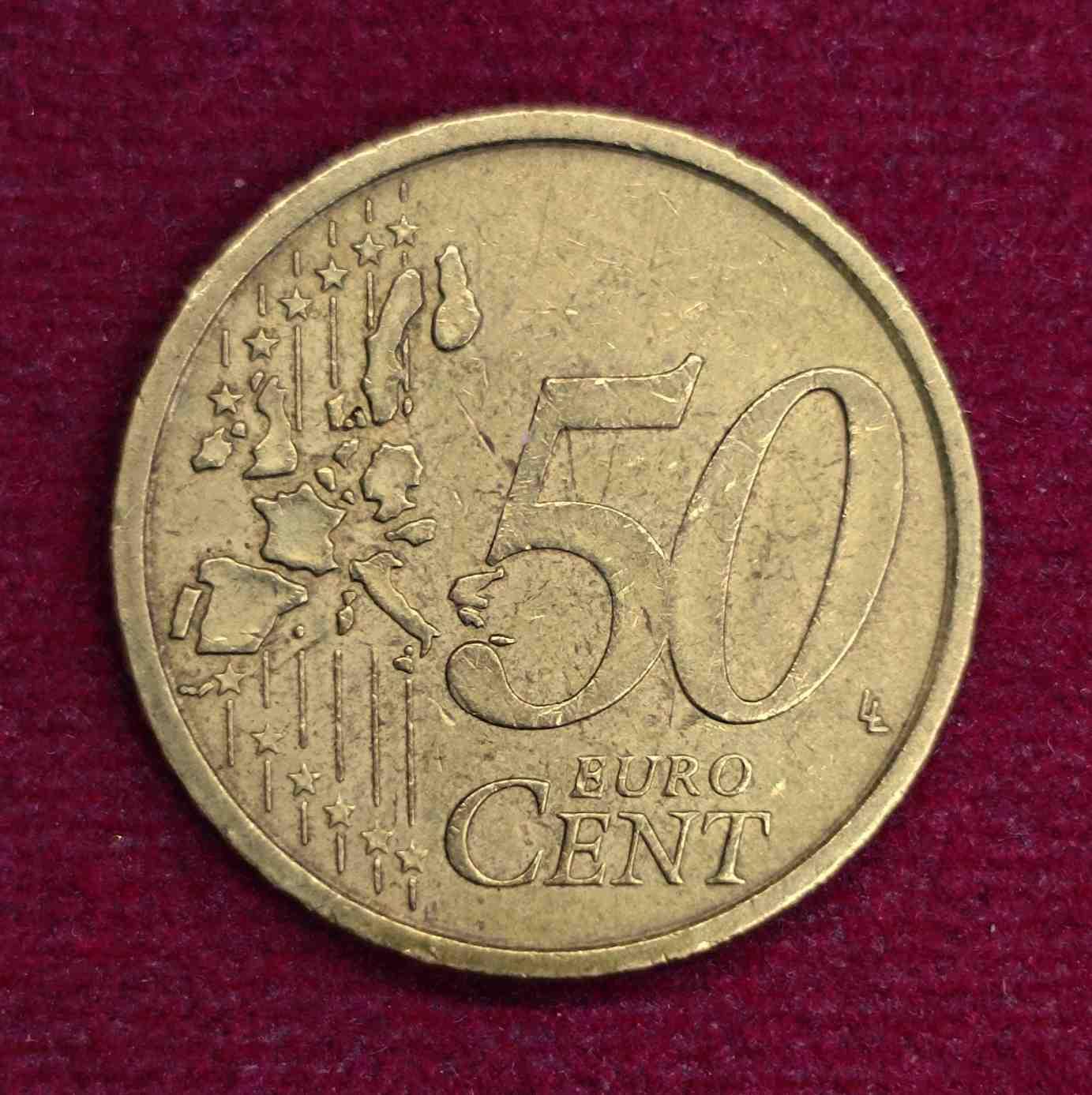 Italy 50 Euro Cent 1st map 2002 Coin