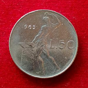 Italy 50 Lire 1965 Coin (Small Type)
