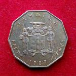 Jamaica 50 Cents Wide Legend 1987 Coin