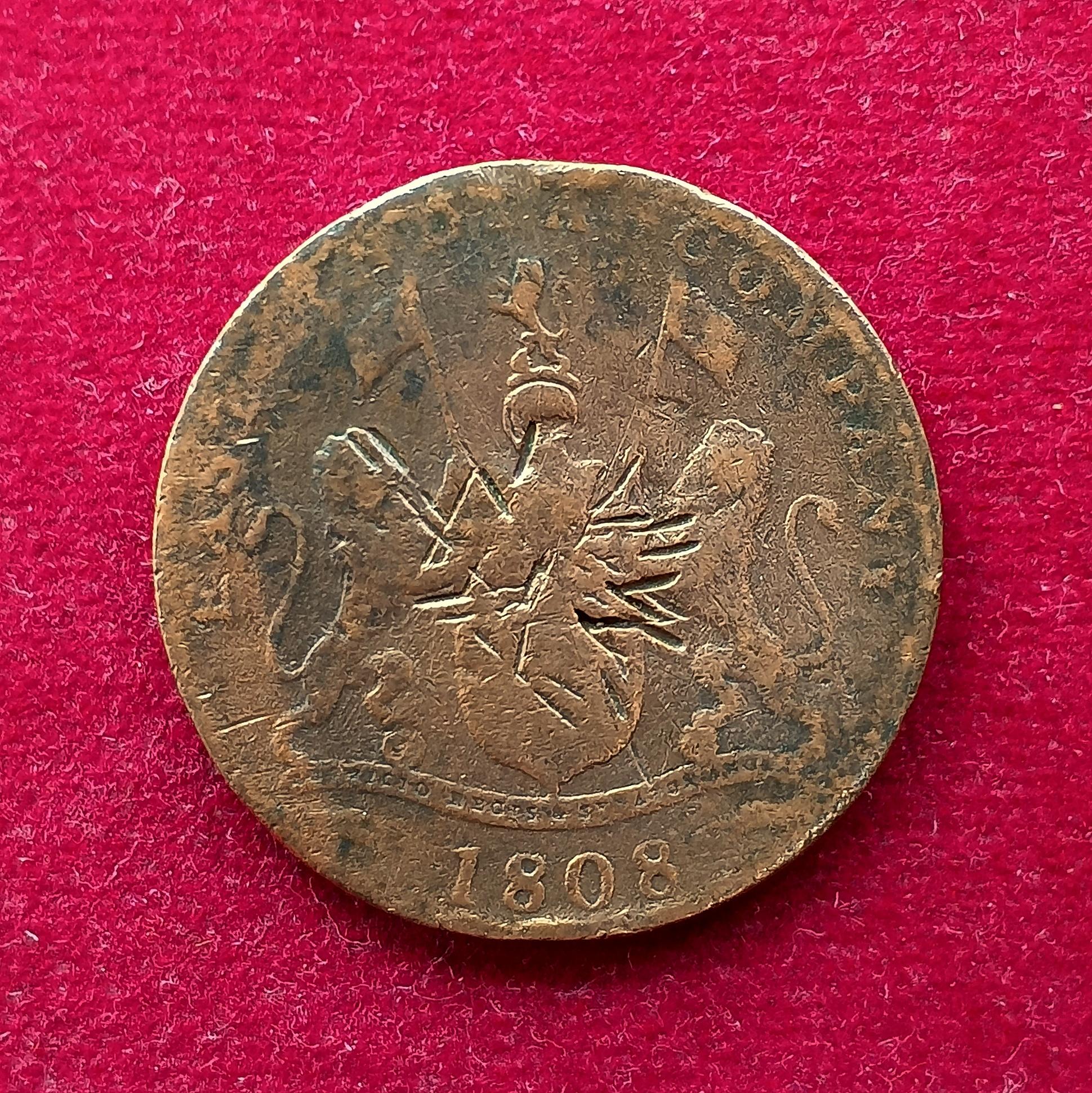 Madras Presidency (British India) 20 Cash 1808 Coin