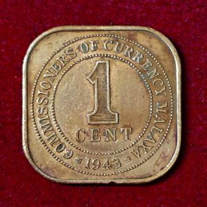 Malaya 1 Cent - George VI 1943 Coin