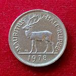 Mauritius (1/2) Half Rupee Elizabeth I 1978 Coin