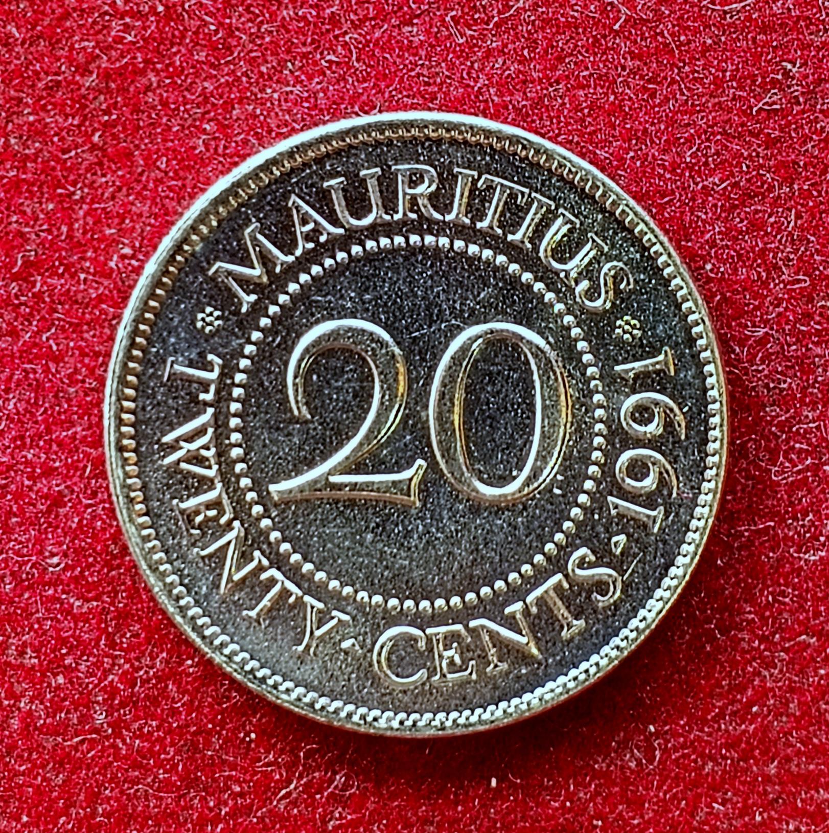 Mauritius 20 Cents 1991 Coin