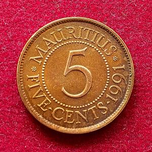 Mauritius 5 Cents 1991 Coin