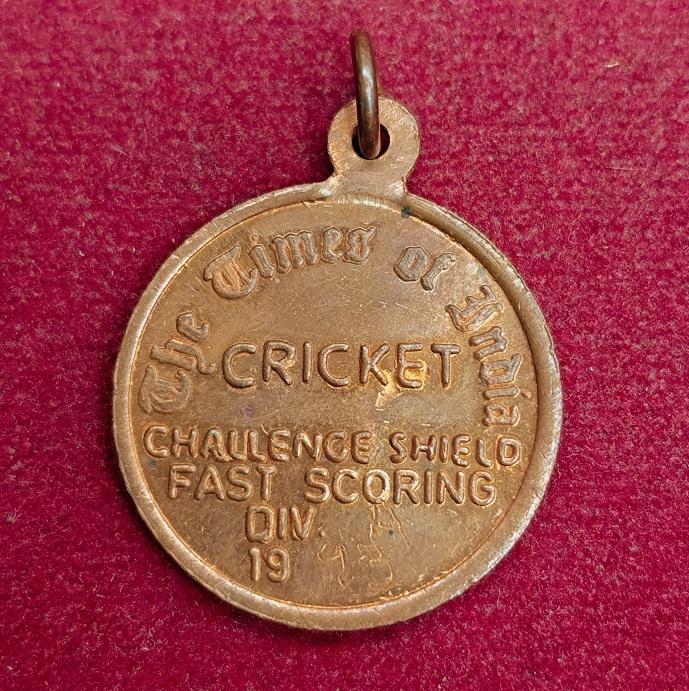 The Times of India - Cricket Challenge Shield Runner Up DIV - A 1993 Medal