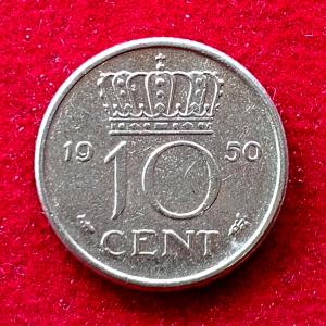 Netherlands 10 Cents - Juliana 1950 Coin