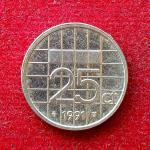 Netherlands 25 Cents Beatrix 1991 Coin