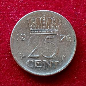 Netherlands 25 Cents Juliana 1976 Coin