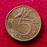 Netherlands 5 Cent Juliana 1954 Coin