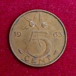 Netherlands 5 Cent Juliana 1963 Coin
