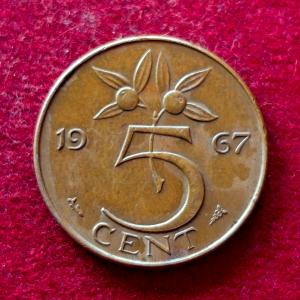 Netherlands 5 Cent Juliana 1967 Coin