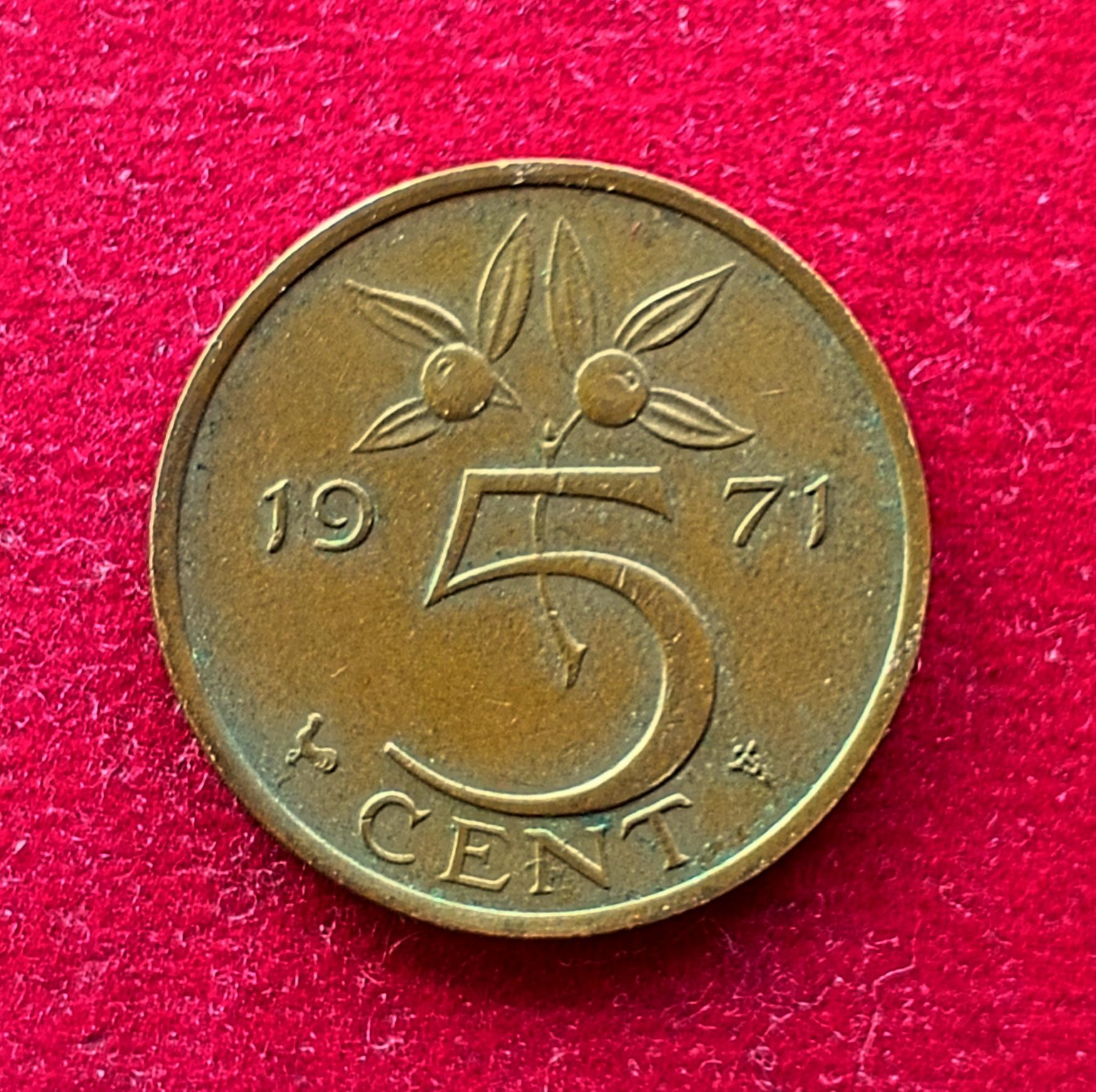 Netherlands 5 Cent Juliana 1971 Coin