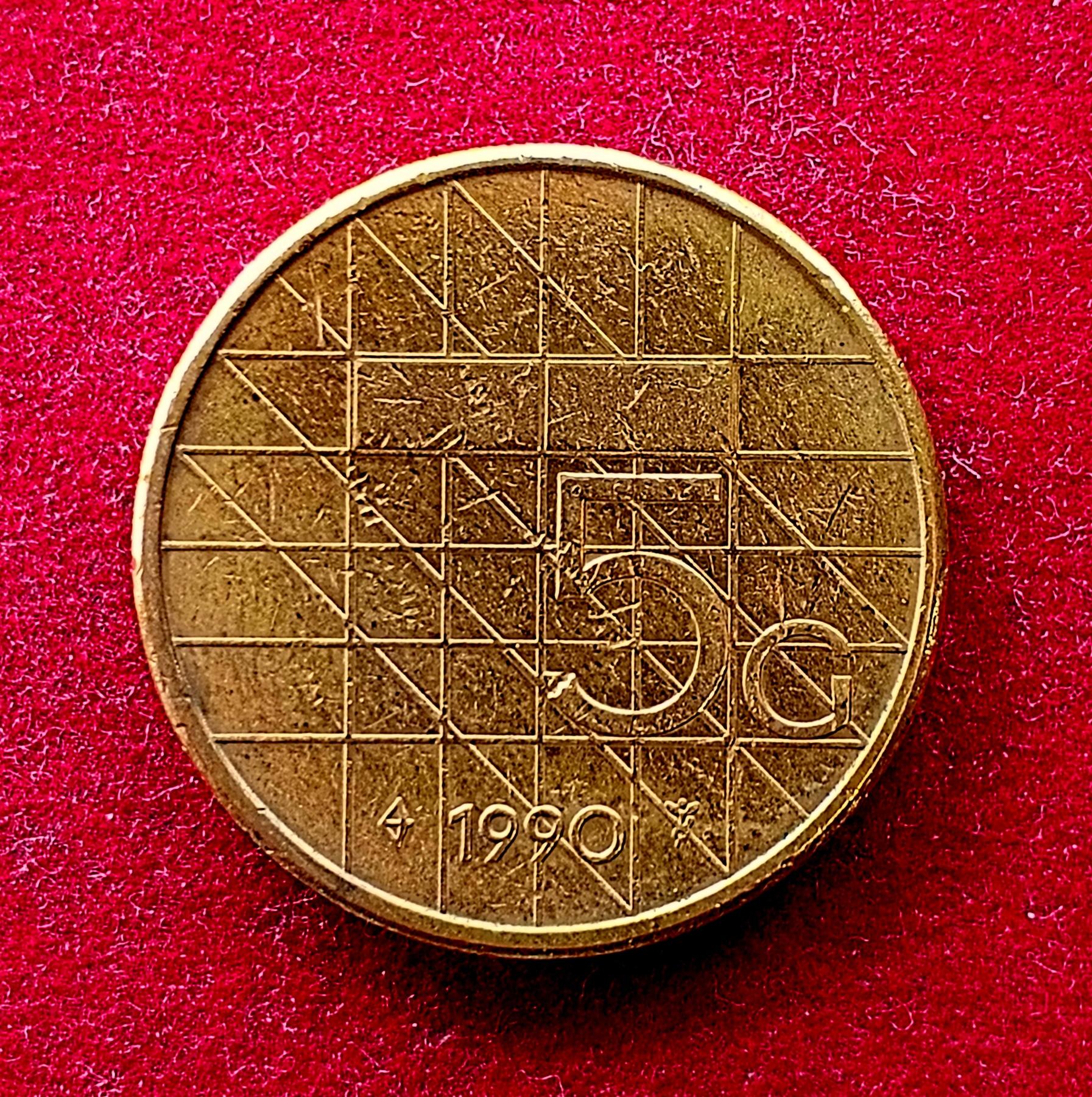 Netherlands 5 Gulden Beatrix 1990 Coin