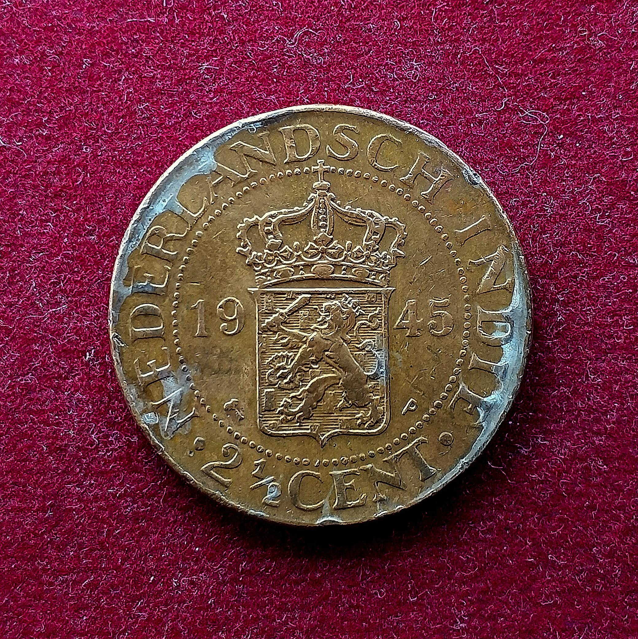 Netherlands East Indies (Indonesia) 2 1/2 Cents 1945 Coin