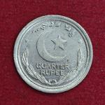 Pakistan 1/4 Rupee Crescent opens to right 1948 Coin