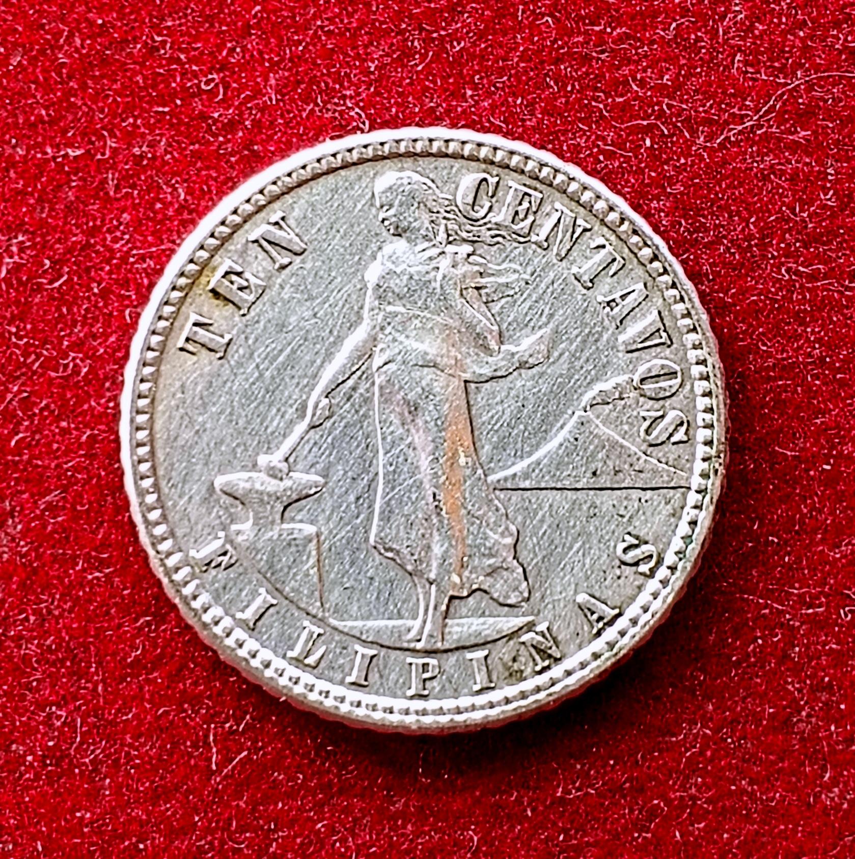 Philippines 10 Centavos U.S. Administration 1945 Silver Coin