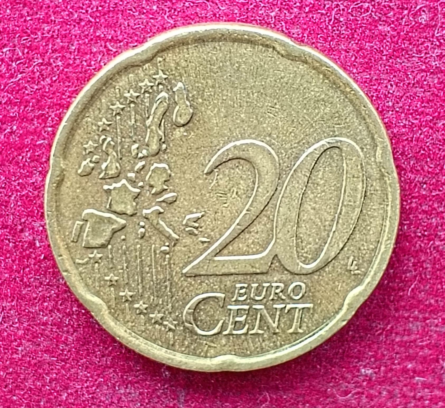 Federal Republic of Germany 20 Euro Cent 1st map 2002 D Coin