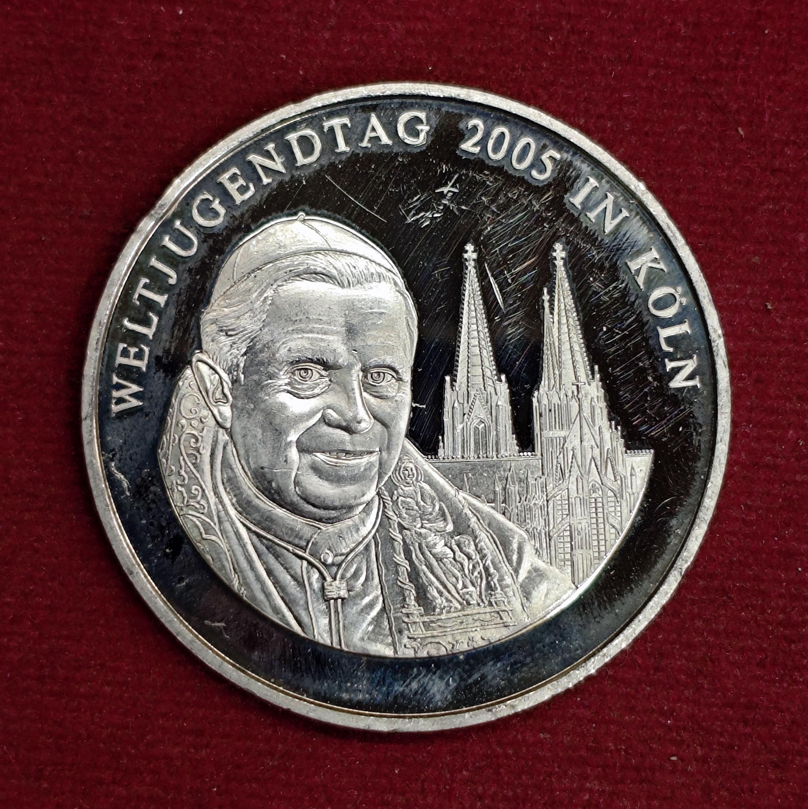 Pope Benedict XVI World Youth Day Cologne 2005 Commemorative Medallion – Vatican “Status Vaticanus” (40 mm)