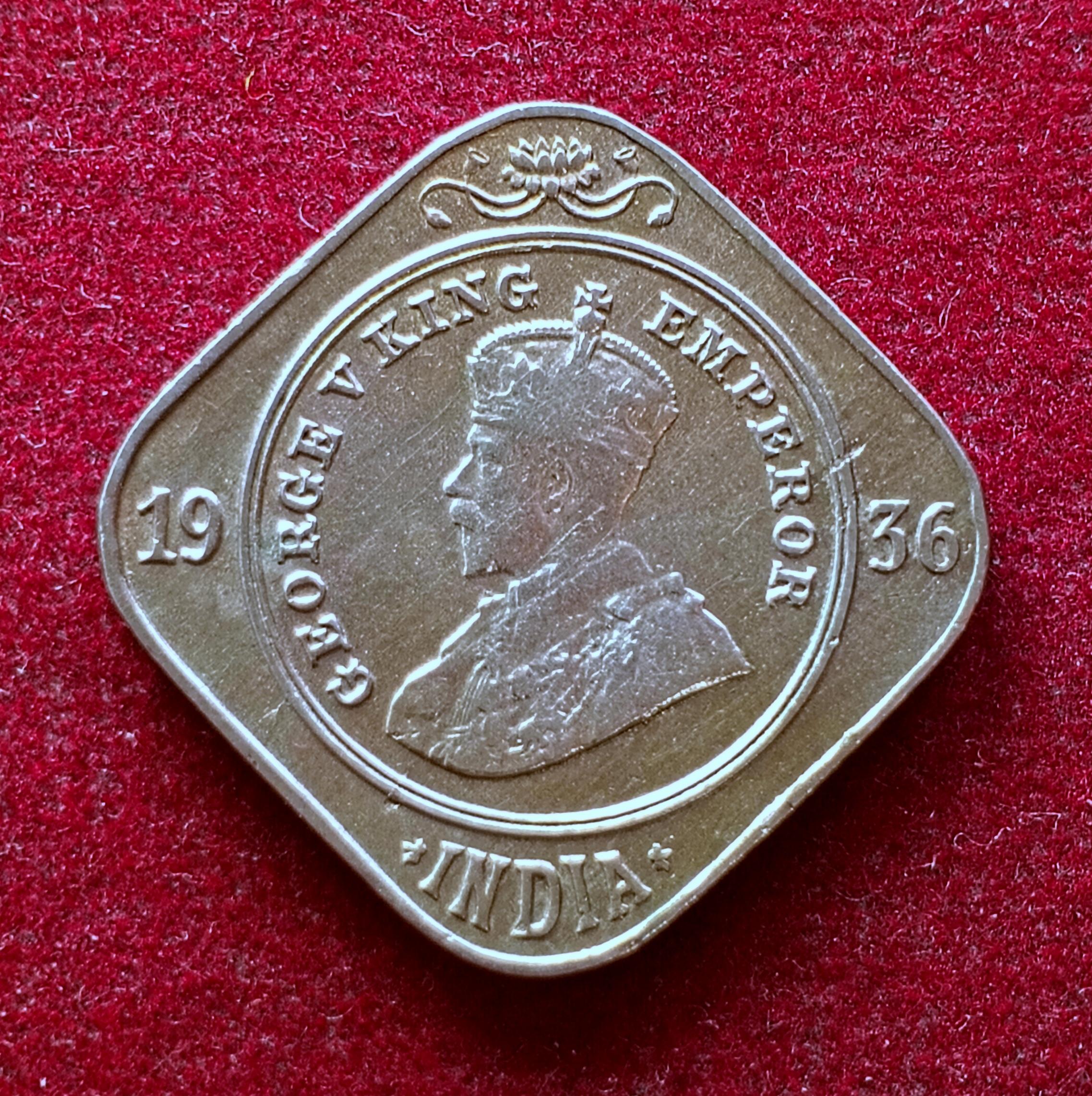 British India 2 Annas - George V 1936 Coin