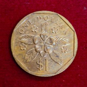 Singapore 1 Dollar ribbon downwards 1988 Coin