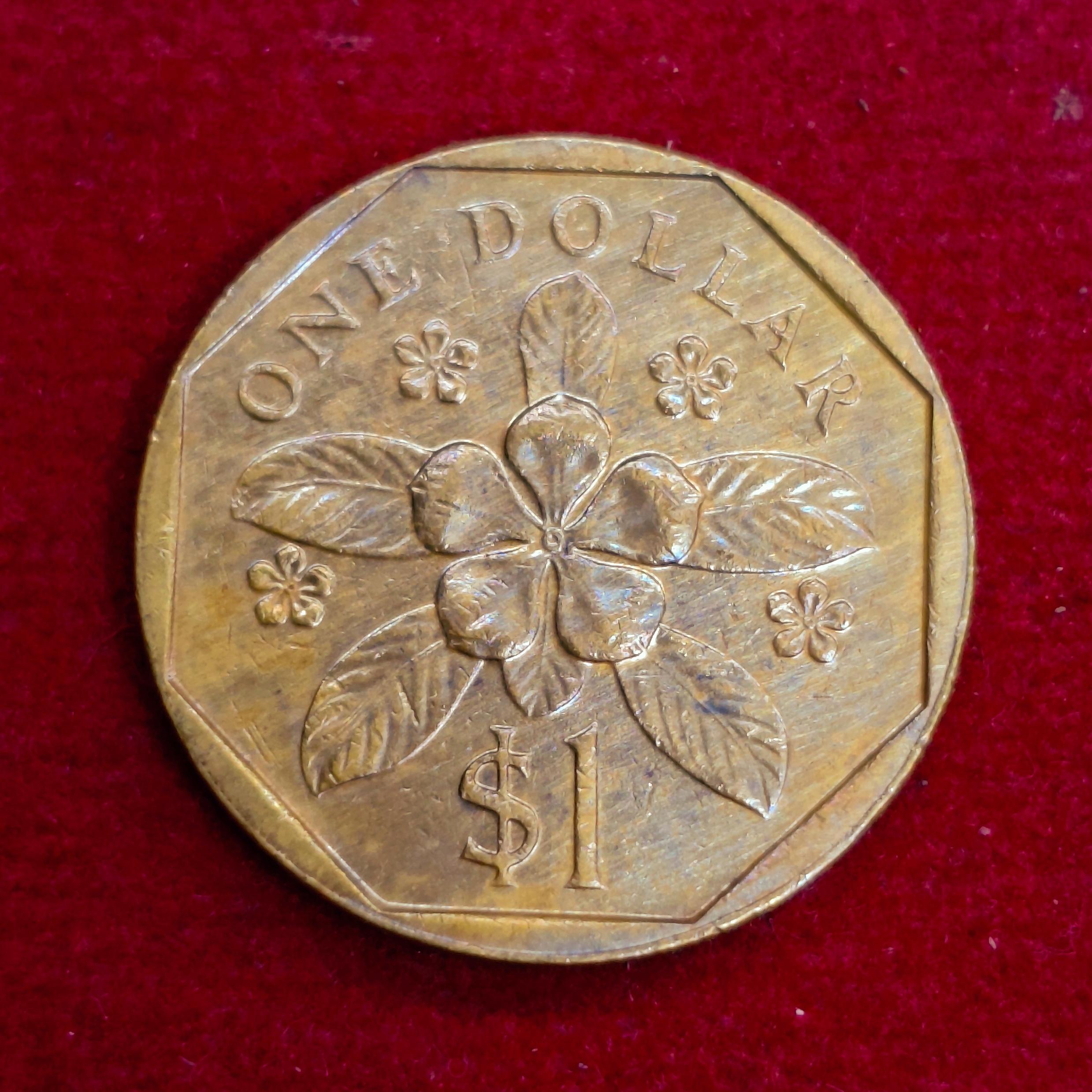 Singapore 1 Dollar ribbon downwards 1988 Coin