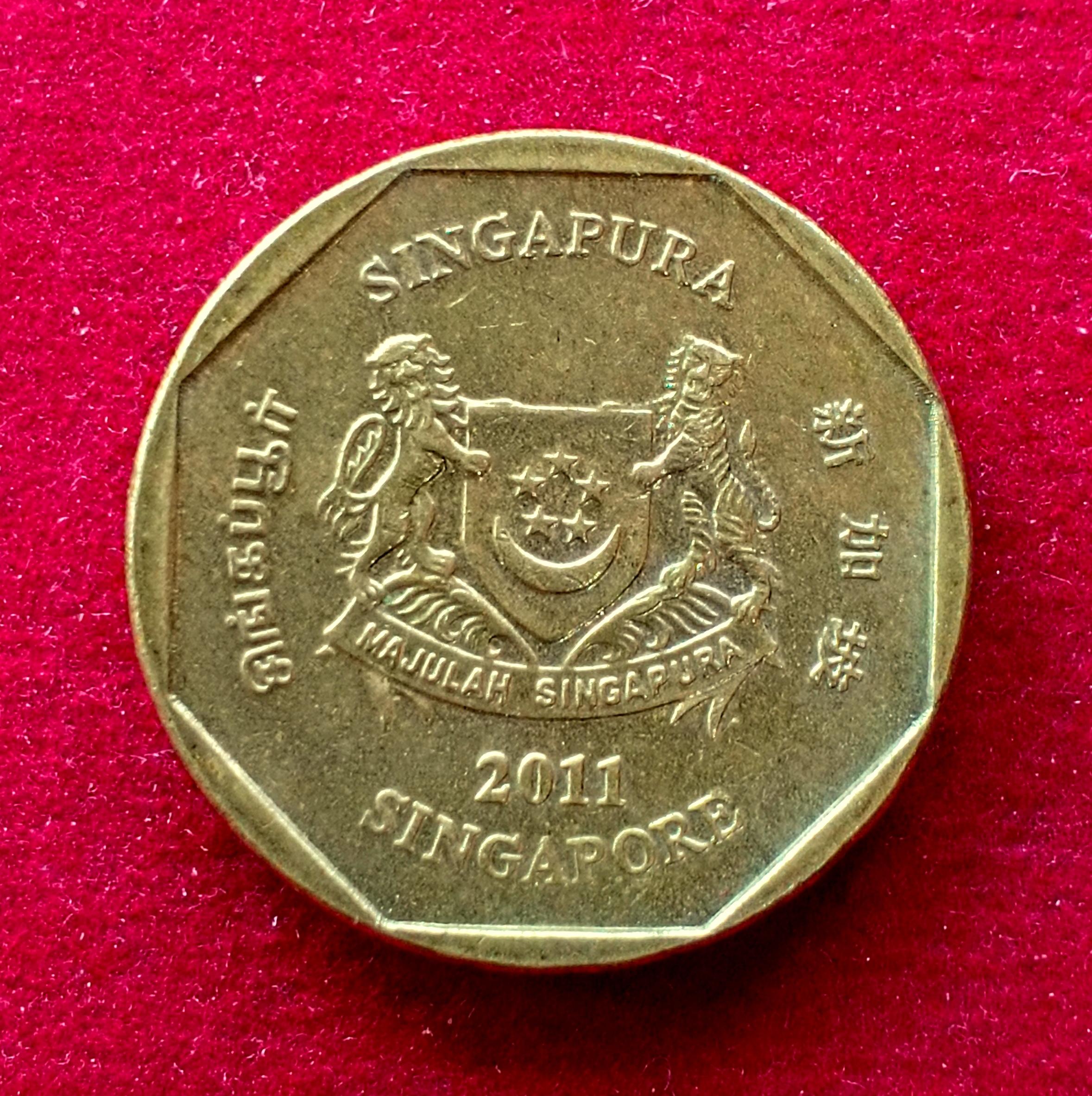 Singapore 1 Dollar ribbon downwards 2011 Coin