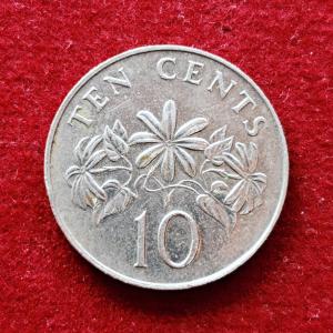 Singapore 10 Cents ribbon upwards 1986 Coin