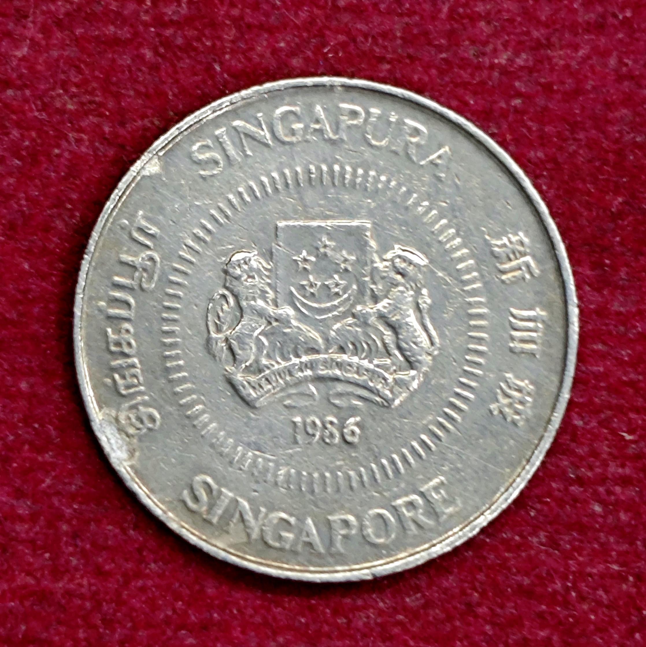Singapore 10 Cents ribbon upwards 1986 Coin