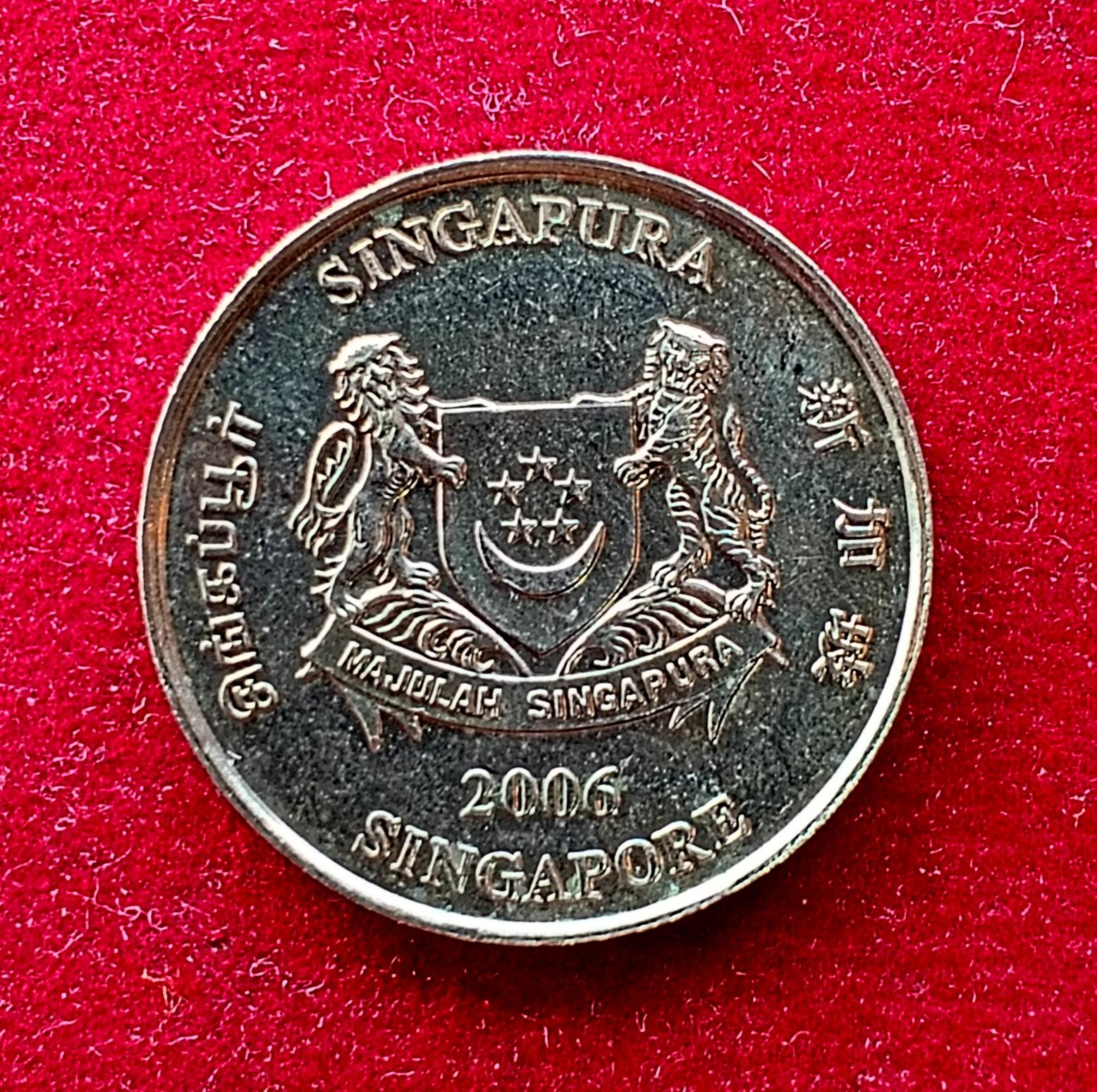Singapore 20 Cents ribbon downwards 2006 Coin