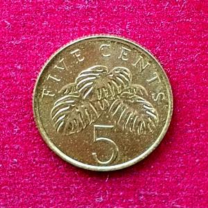 Singapore 5 Cents ribbon downwards 1995 Coin