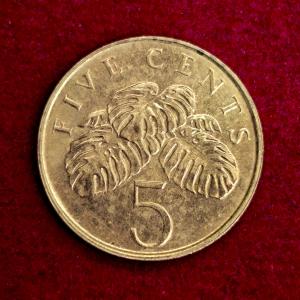 Singapore 5 Cents Ribbon Downwards 1998 Coin