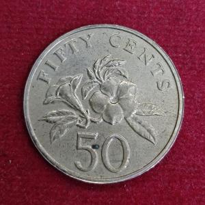 Singapore 50 Cents ribbon upwards 1998 Coin