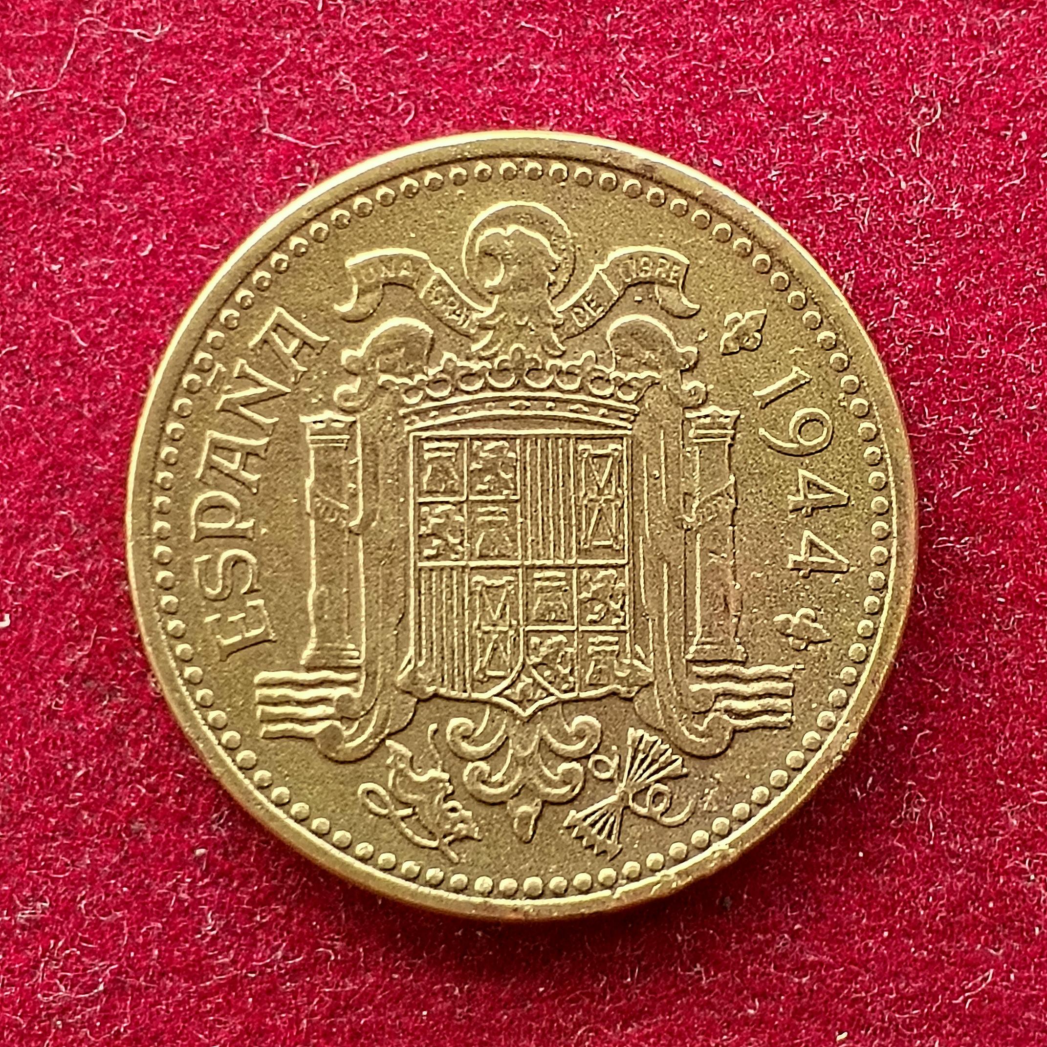 Spain 1 Peseta 1944 Coin