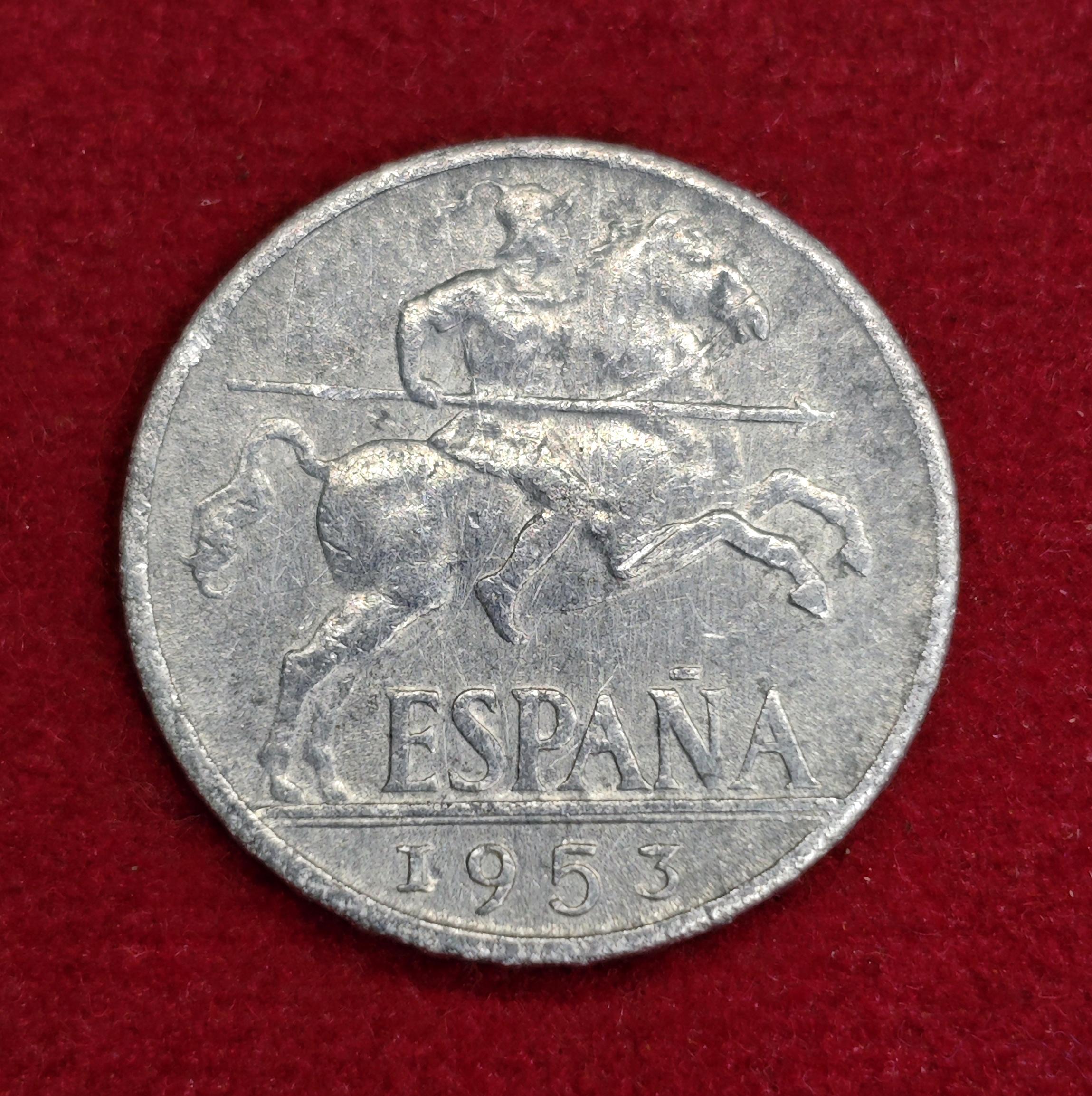 Spain 10 Centimos - Iberian rider 1953 Coin