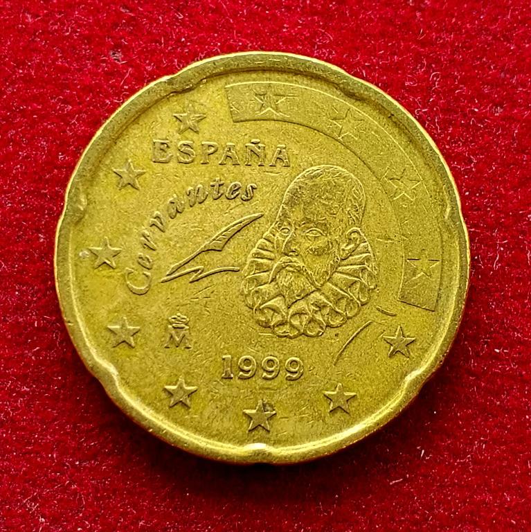 Spain 20 Euro Cent Spanish writer Miguel 1999 Coin
