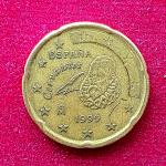 Spain 20 Euro Cent Spanish writer Miguel 1999 Coin