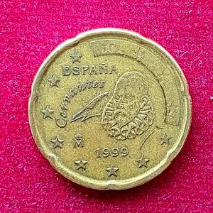 Spain 20 Euro Cent Spanish writer Miguel 1999 Coin